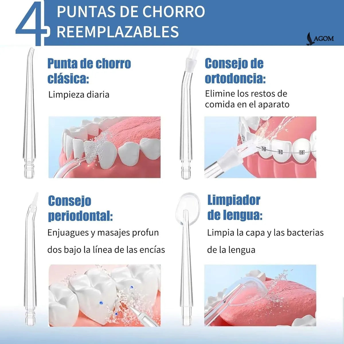 Irrigador Dental Inalámbrico Accesorios
