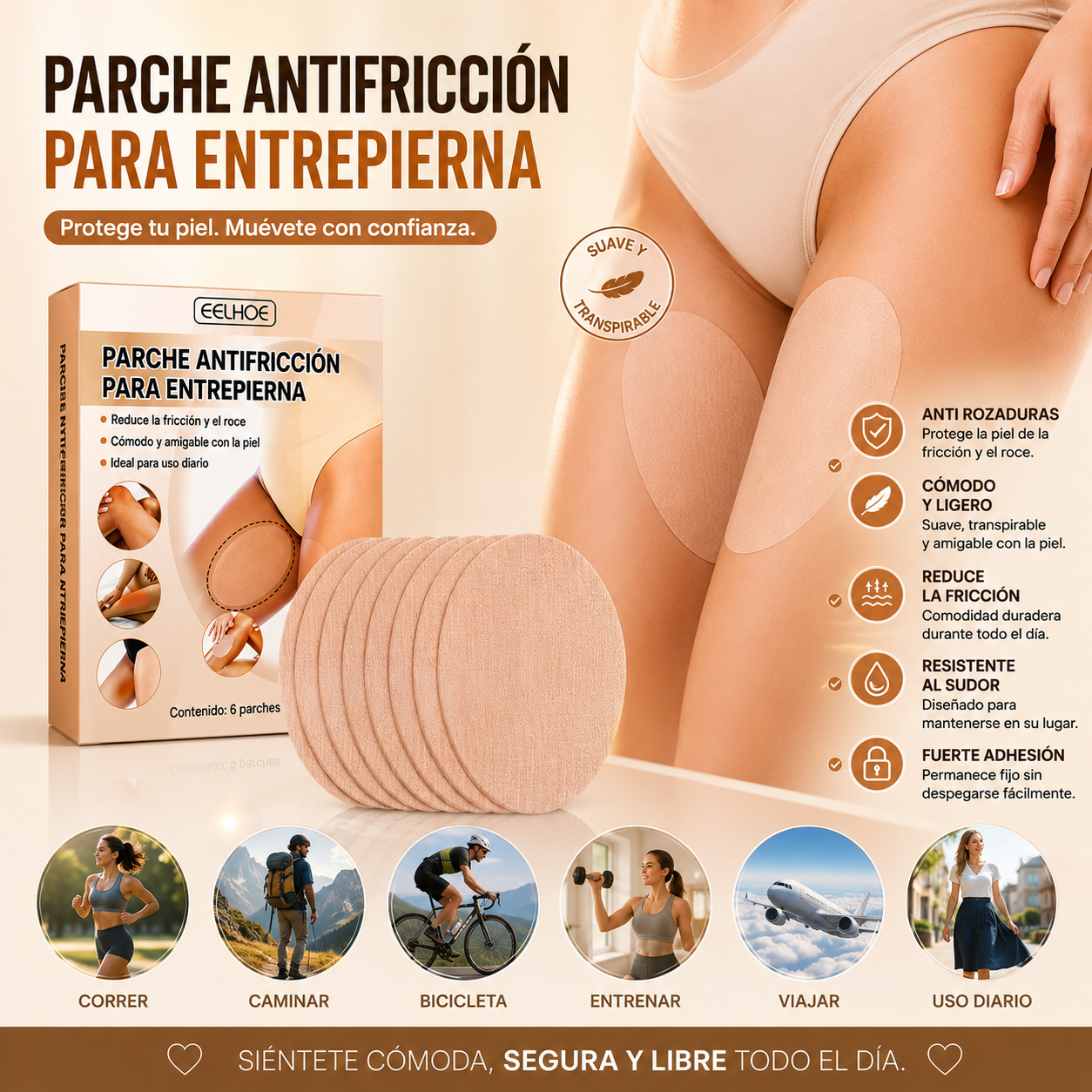 Parches antifricción para entrepierna